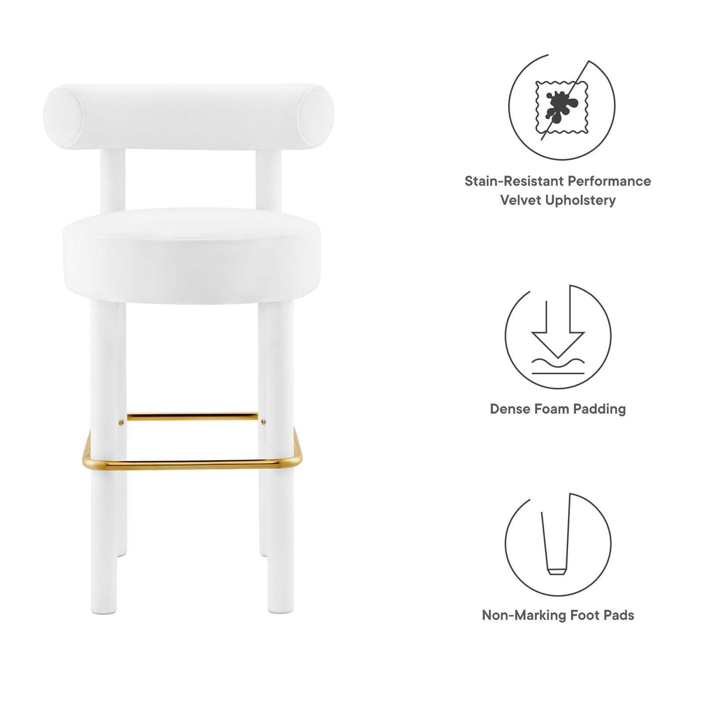 Modway Toulouse Performance Velvet Bar Stool FredCo