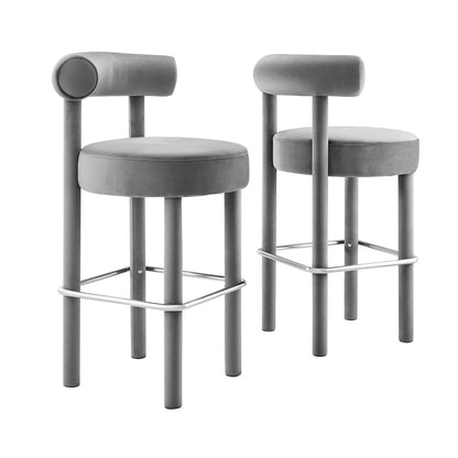 Modway Toulouse Performance Velvet Bar Stool - Set of 2 FredCo