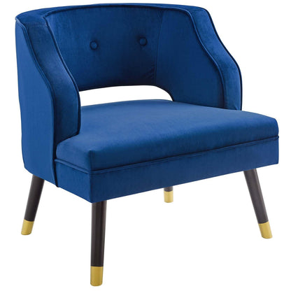 Modway Traipse Button Tufted Open Back Performance Velvet Armchair FredCo