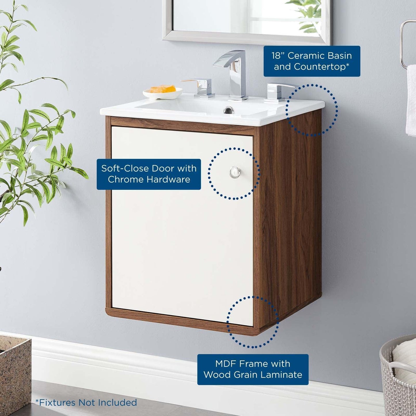 Modway Transmit 18" Wall-Mount Bathroom Vanity FredCo