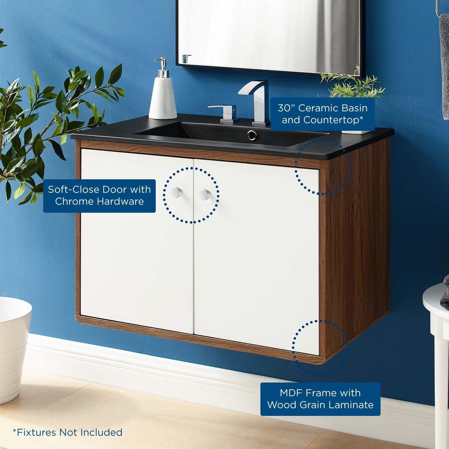 Modway Transmit 30" Wall-Mount Bathroom Vanity FredCo