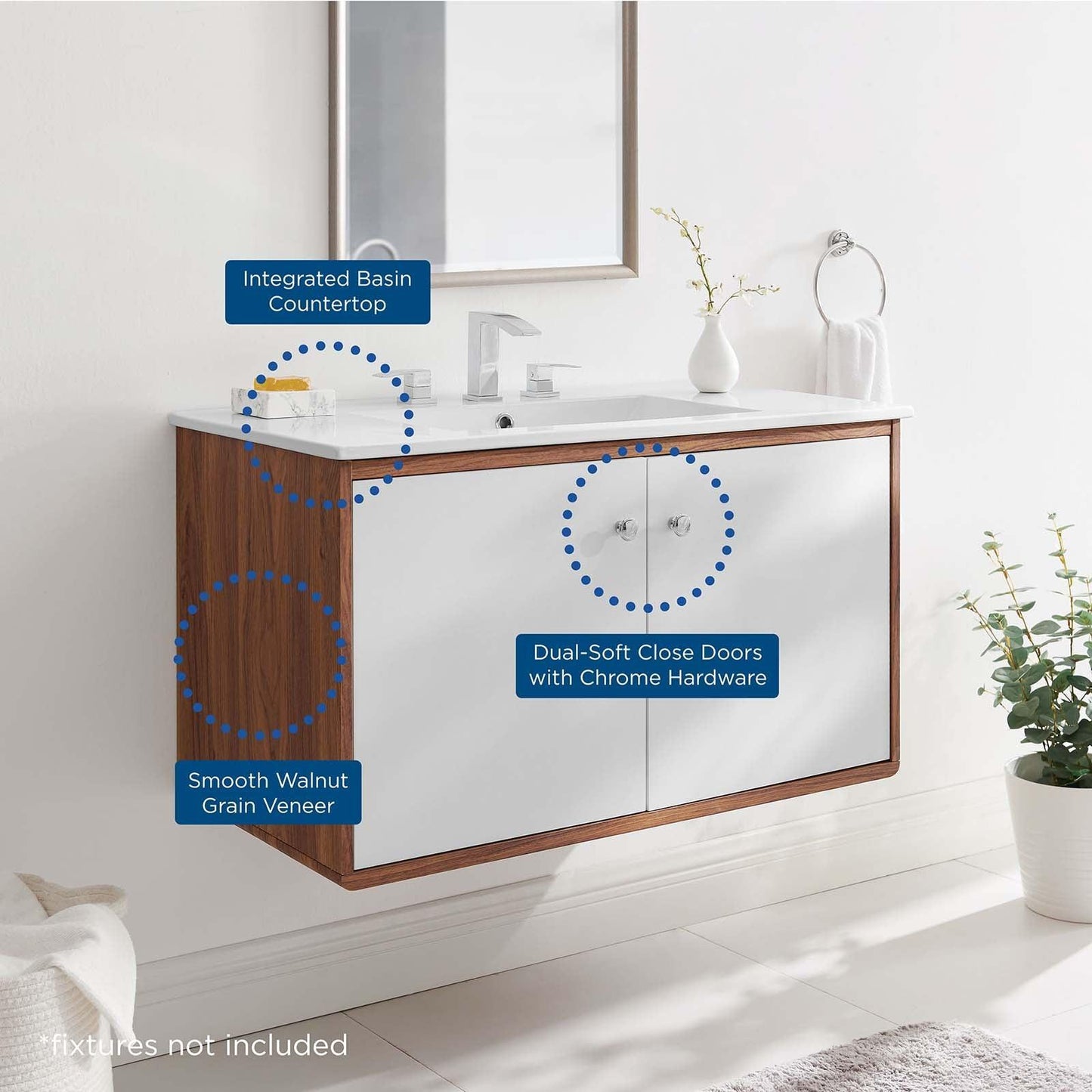 Modway Transmit 36" Wall-Mount Bathroom Vanity FredCo
