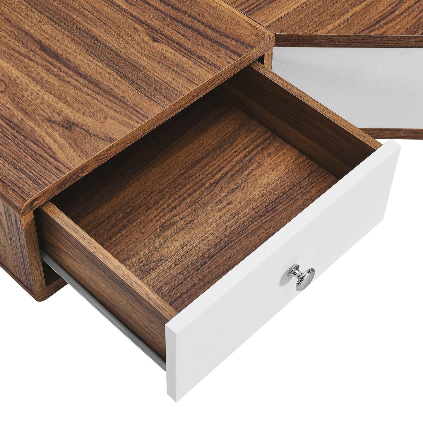Modway Transmit 47" Wall Mount Corner Walnut Office Desk FredCo