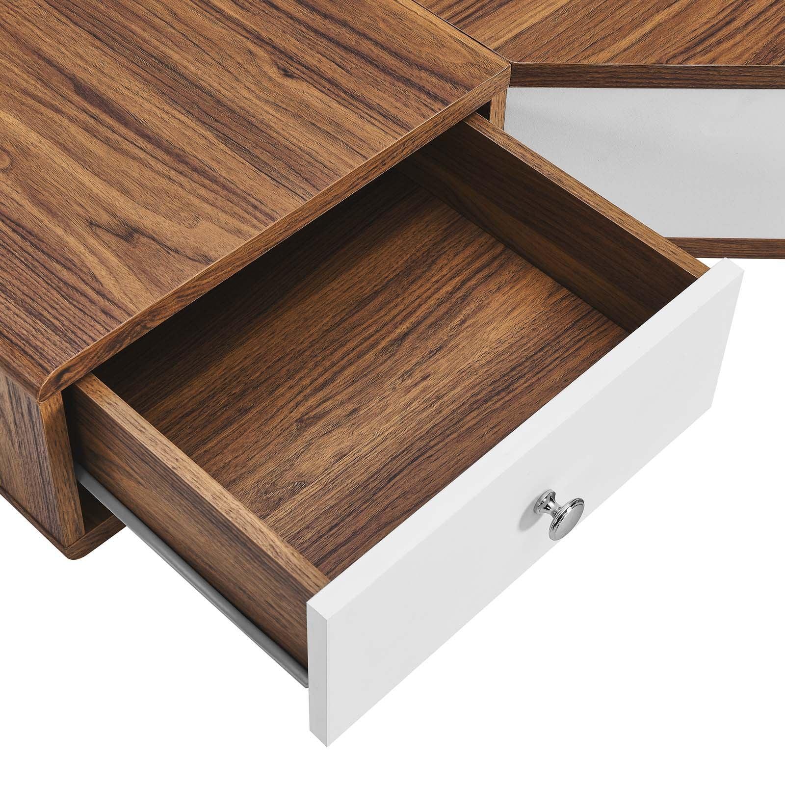 Modway Transmit 47" Wall Mount Corner Walnut Office Desk FredCo