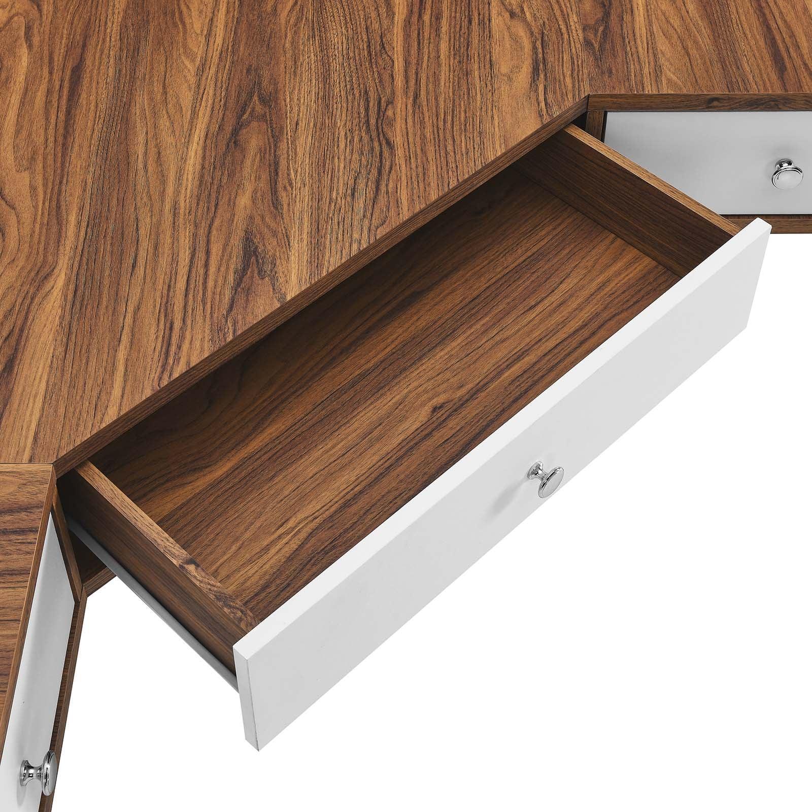 Modway Transmit 47" Wall Mount Corner Walnut Office Desk FredCo