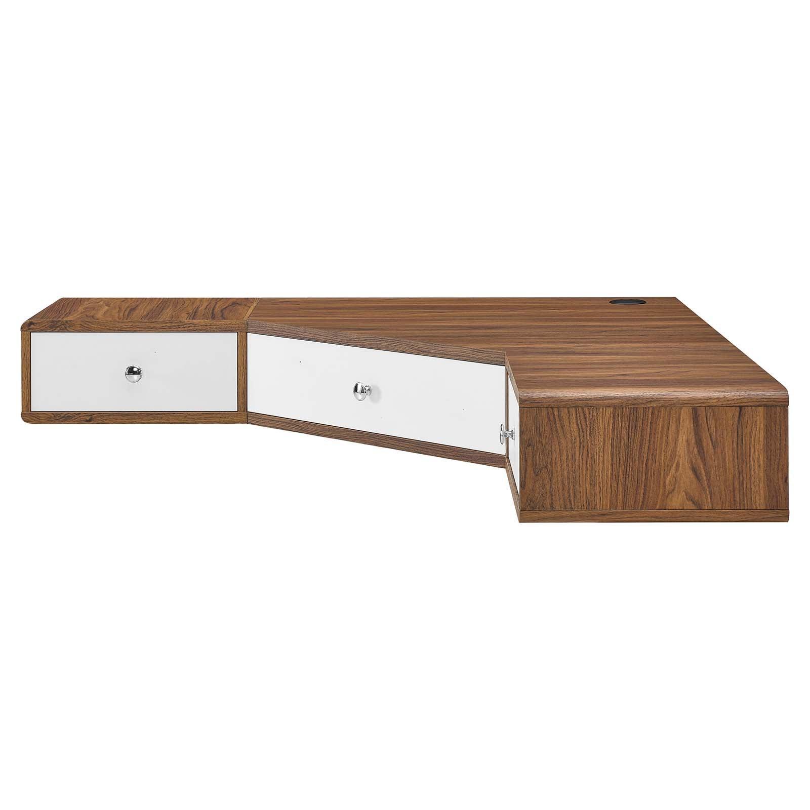 Modway Transmit 47" Wall Mount Corner Walnut Office Desk FredCo
