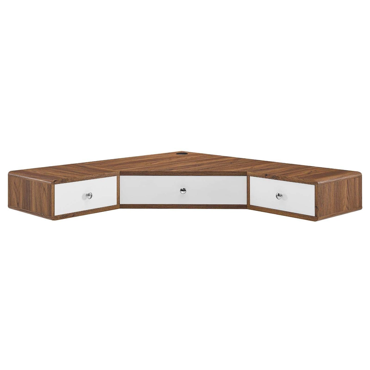 Modway Transmit 47" Wall Mount Corner Walnut Office Desk FredCo