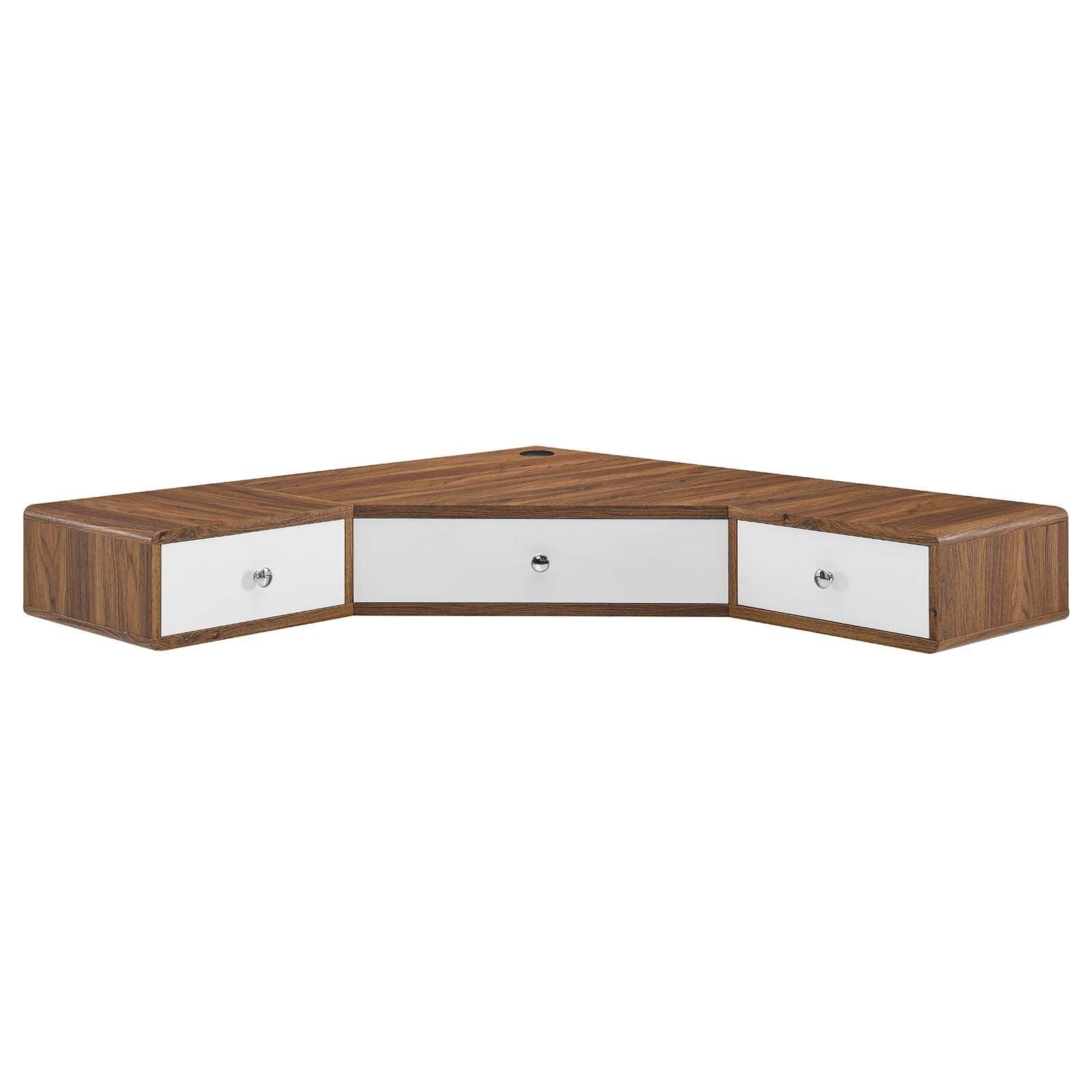 Modway Transmit 47" Wall Mount Corner Walnut Office Desk FredCo