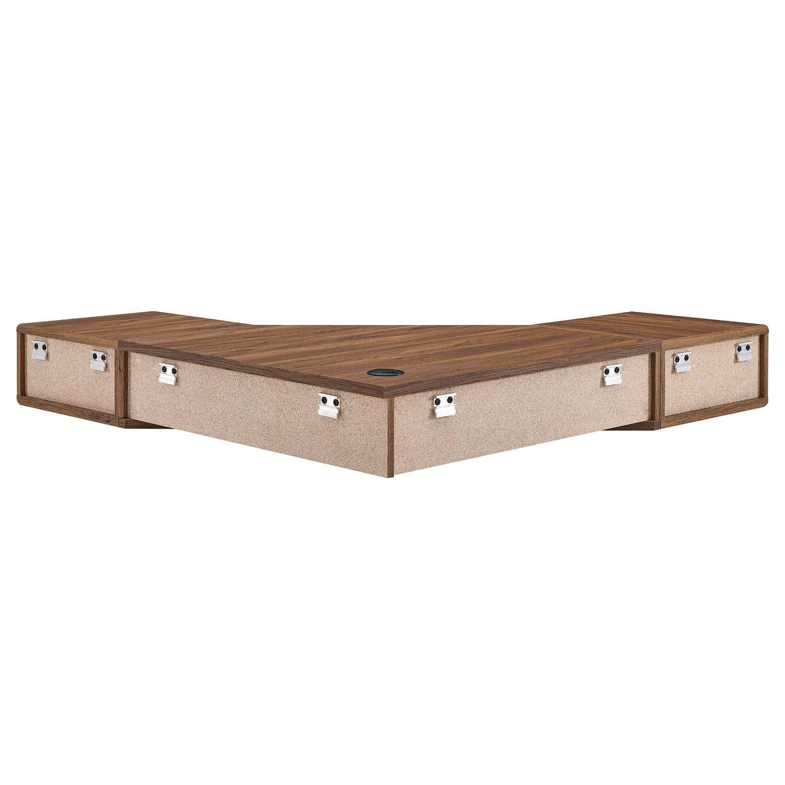 Modway Transmit 47" Wall Mount Corner Walnut Office Desk FredCo