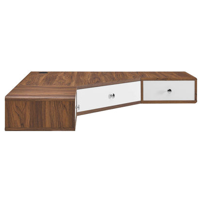 Modway Transmit 47" Wall Mount Corner Walnut Office Desk FredCo
