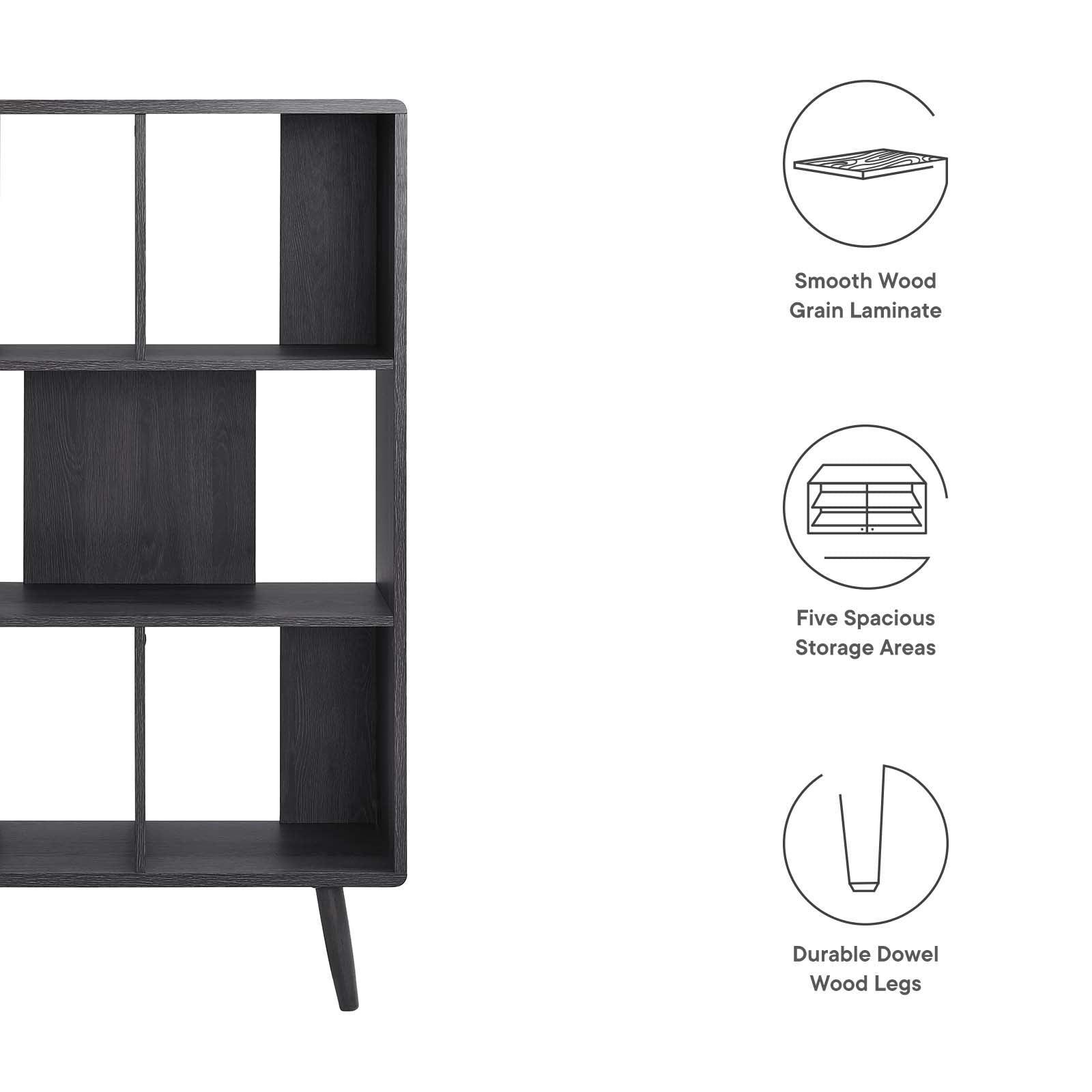 Modway Transmit 5 Shelf Wood Grain Bookcase, EEI-5743 FredCo