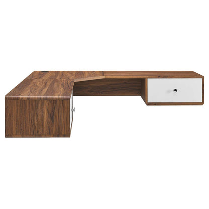 Modway Transmit 55" Wall Mount Corner Wood Office Desk FredCo