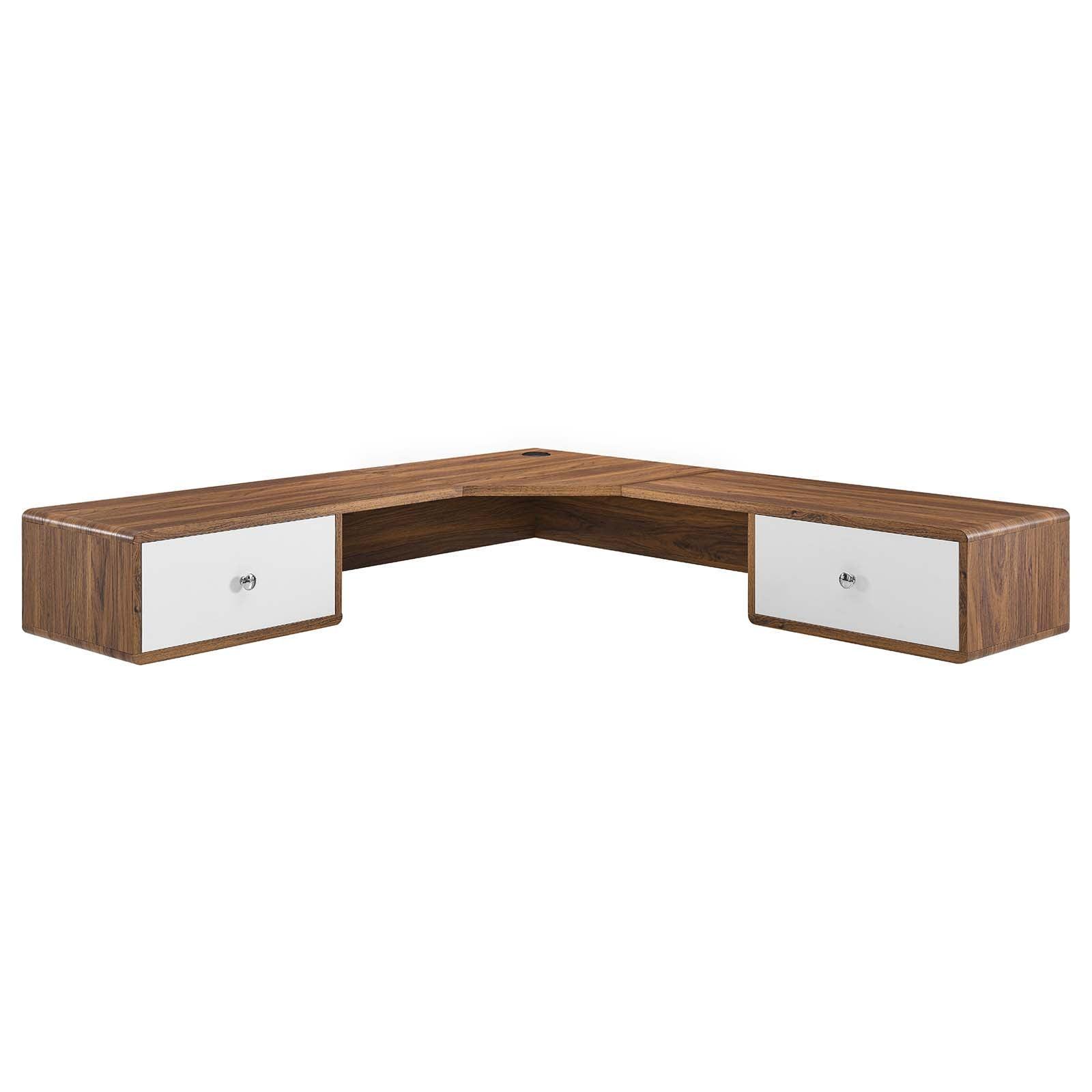 Modway Transmit 55" Wall Mount Corner Wood Office Desk FredCo