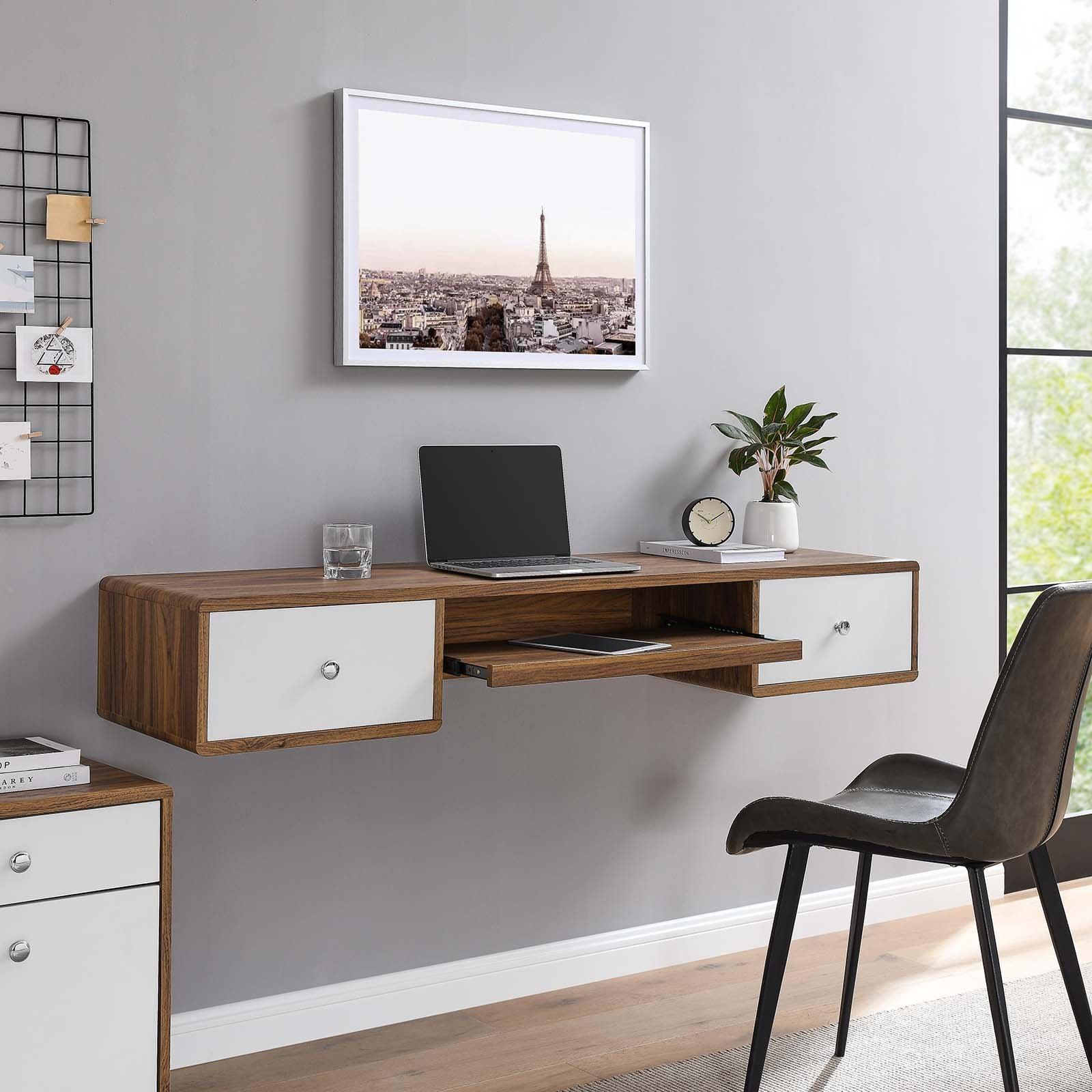 Modway Transmit 60" Wall Mount Wood Office Desk FredCo