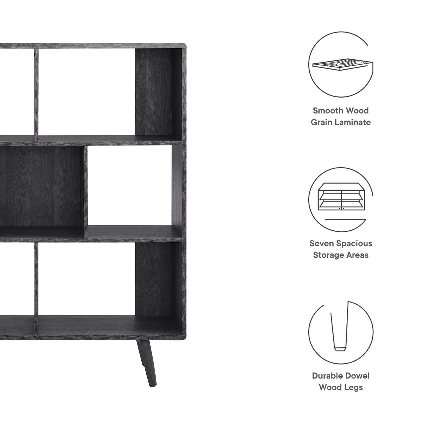 Modway Transmit 7 Shelf Wood Grain Bookcase, EEI-2529 FredCo