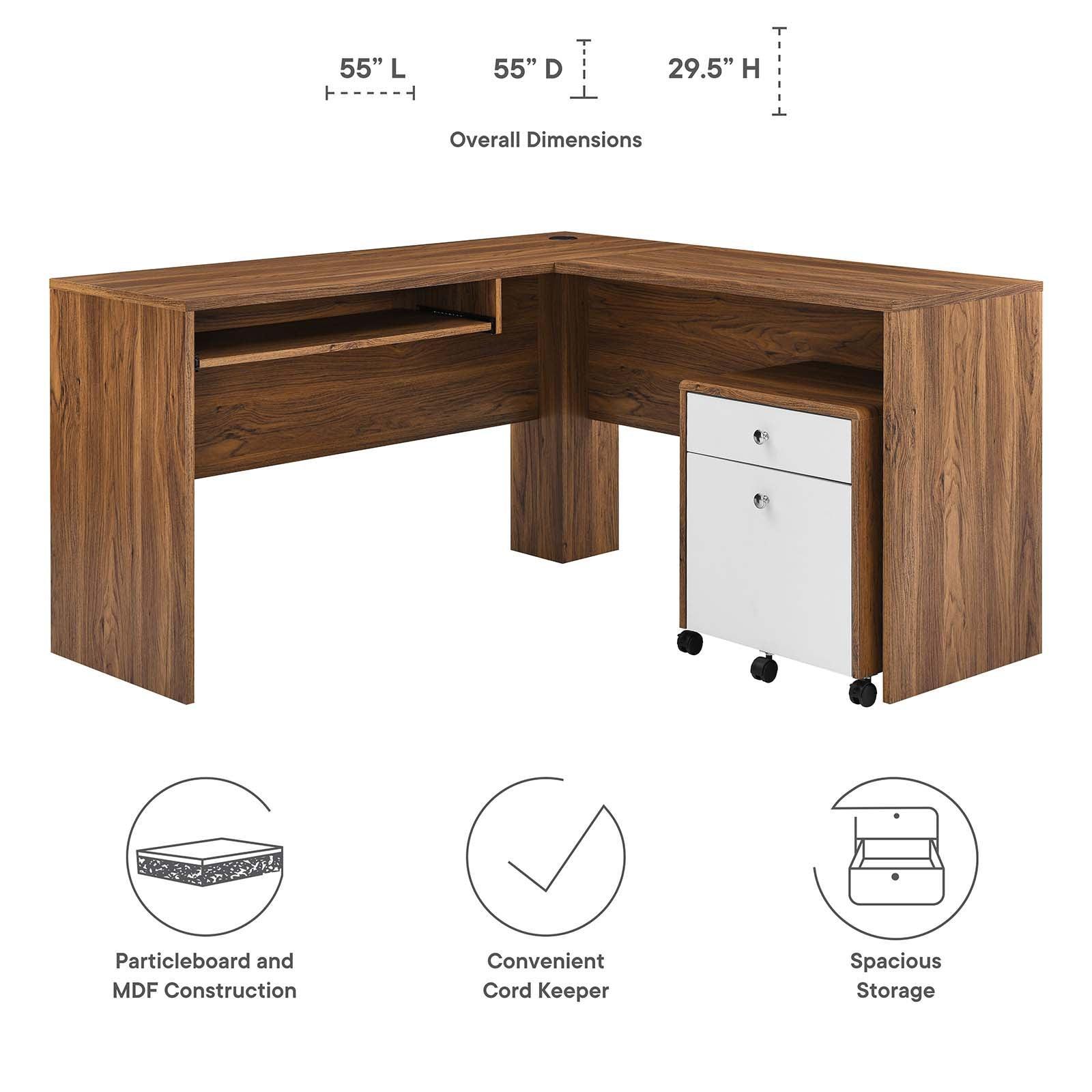 Modway Transmit Wood Desk and File Cabinet Set FredCo