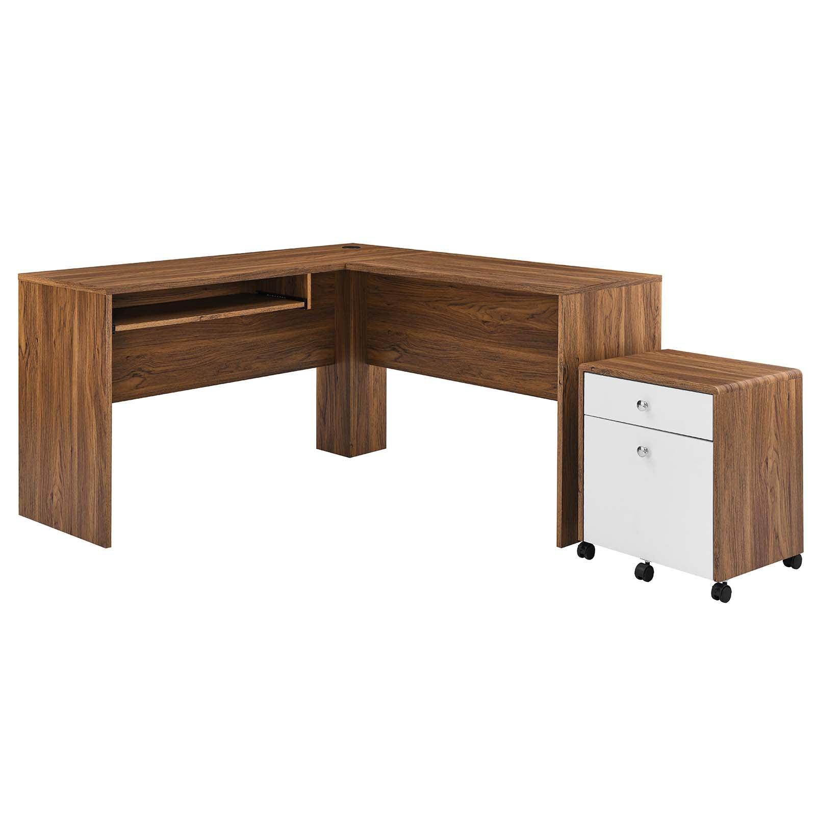 Modway Transmit Wood Desk and File Cabinet Set FredCo