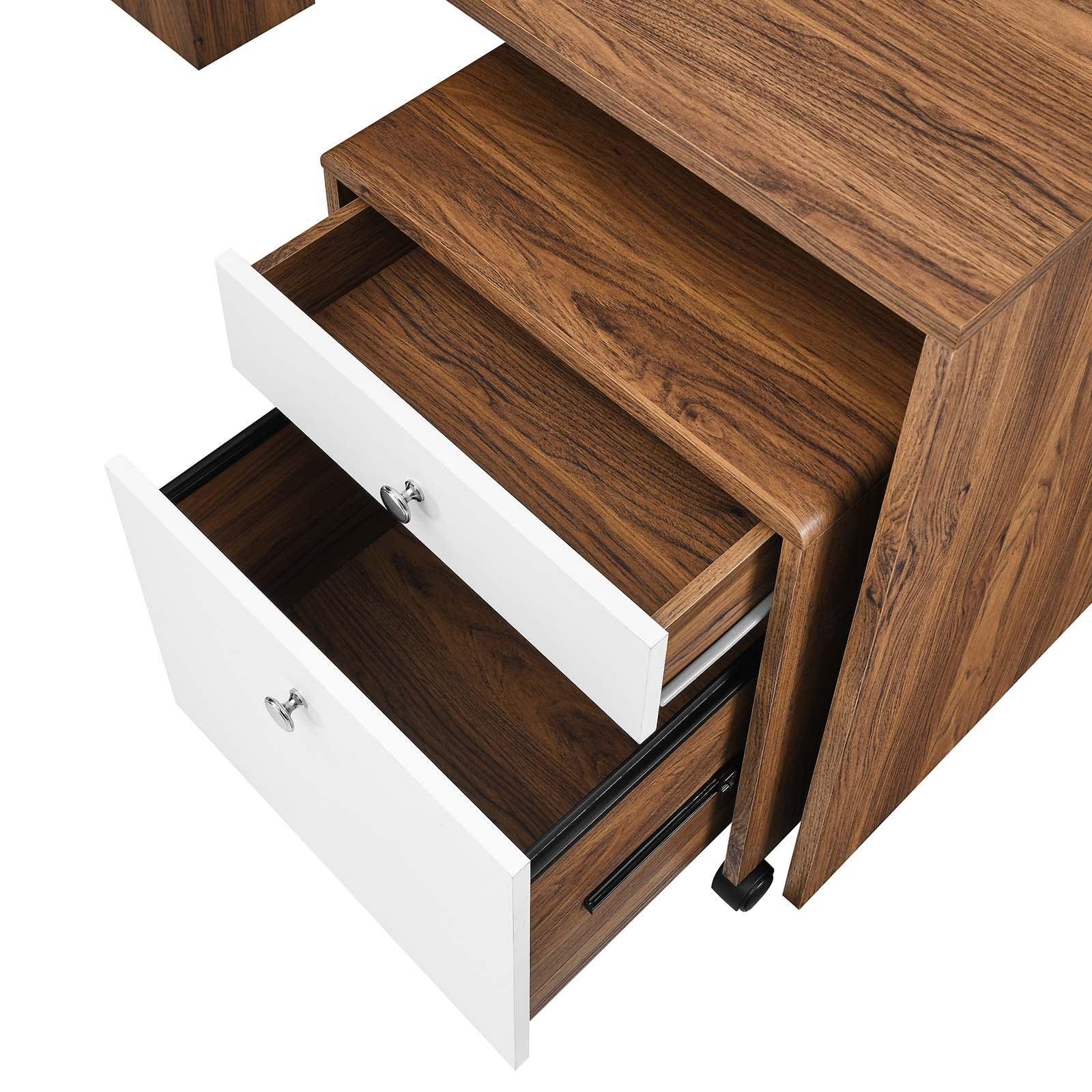 Modway Transmit Wood Desk and File Cabinet Set FredCo