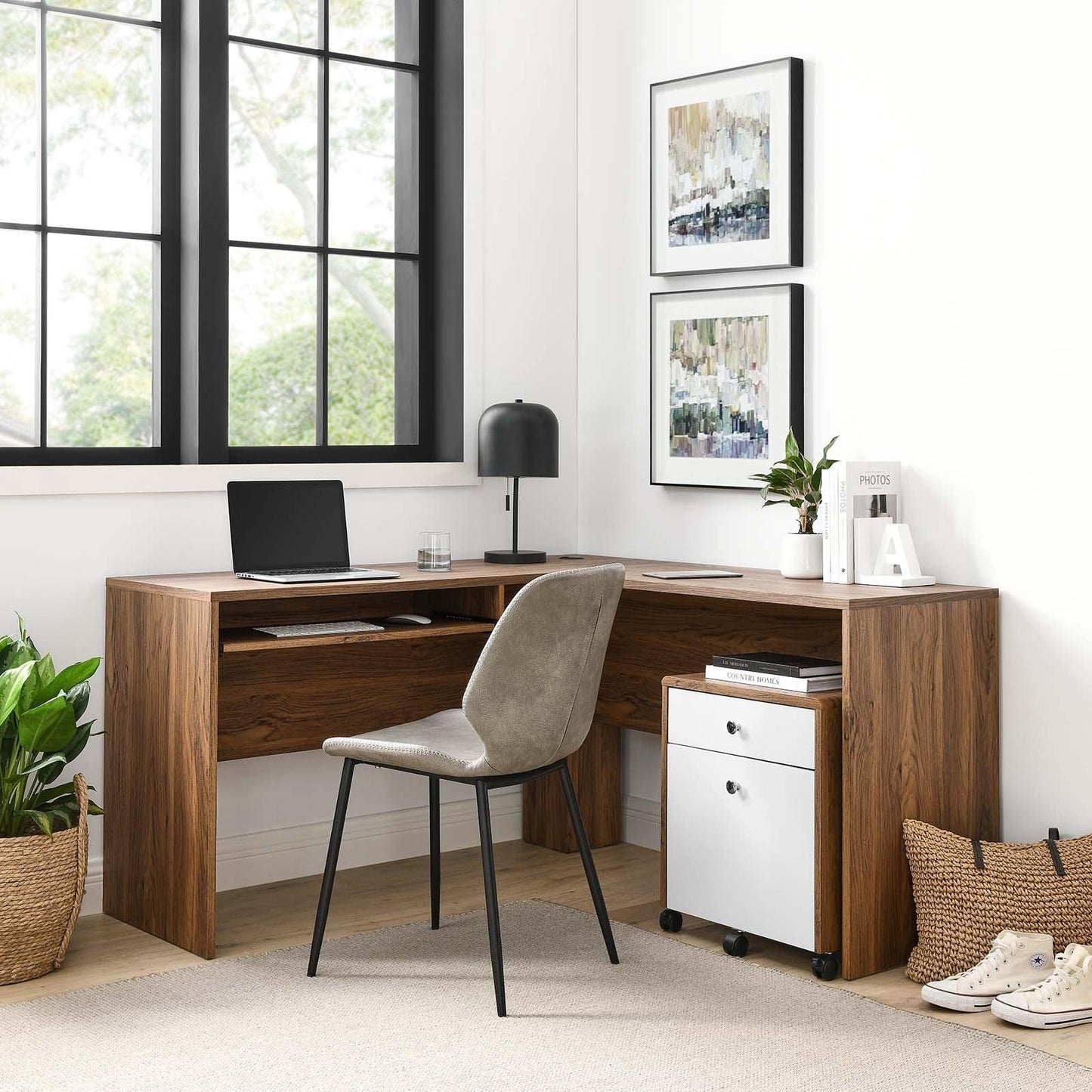 Modway Transmit Wood Desk and File Cabinet Set FredCo