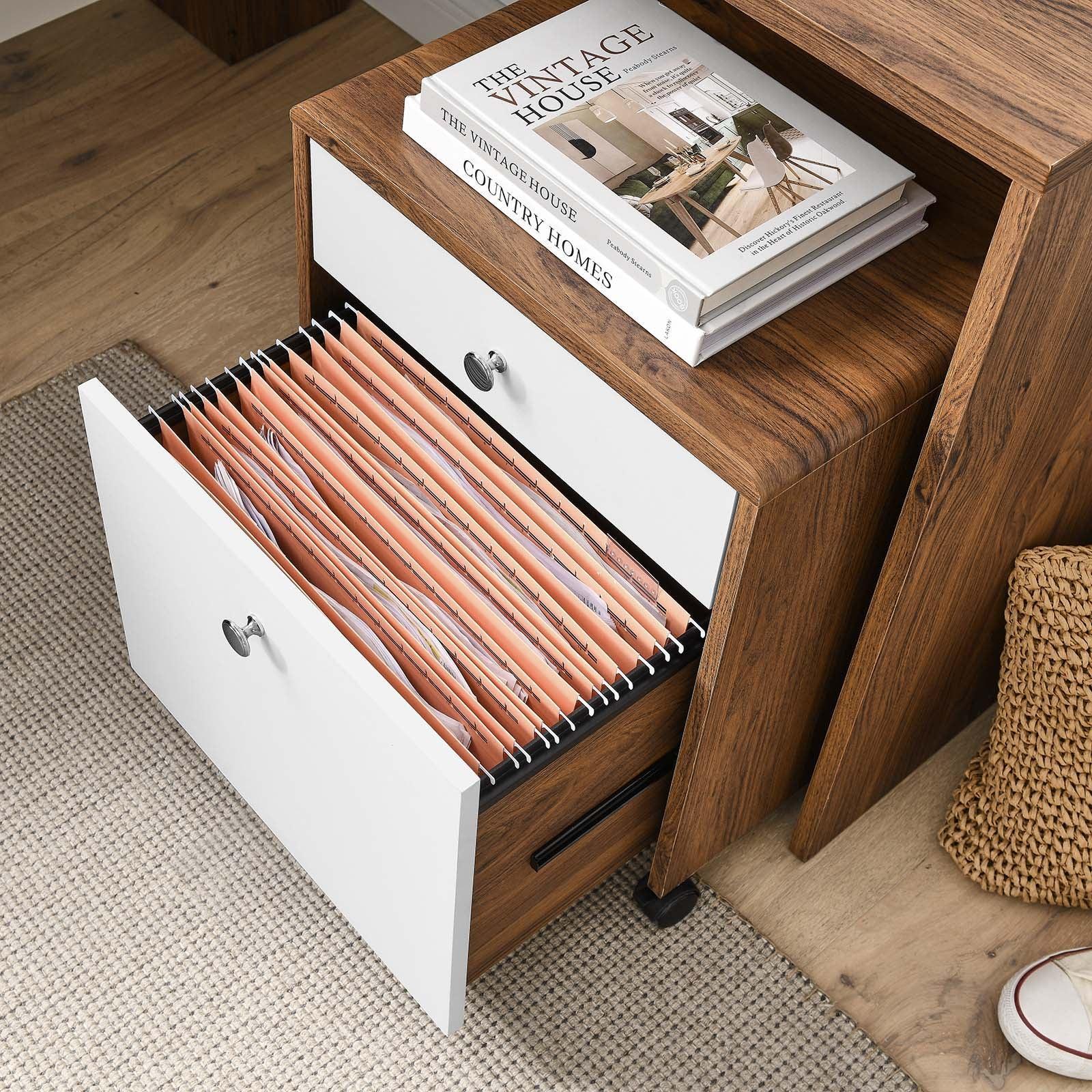 Modway Transmit Wood Desk and File Cabinet Set FredCo