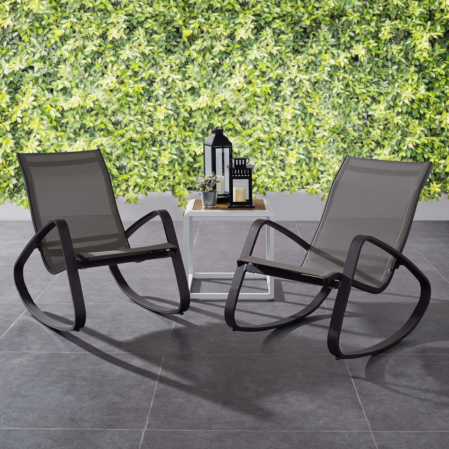 Modway Traveler Rocking Lounge Chair Outdoor Patio Mesh Sling Set of 2 FredCo