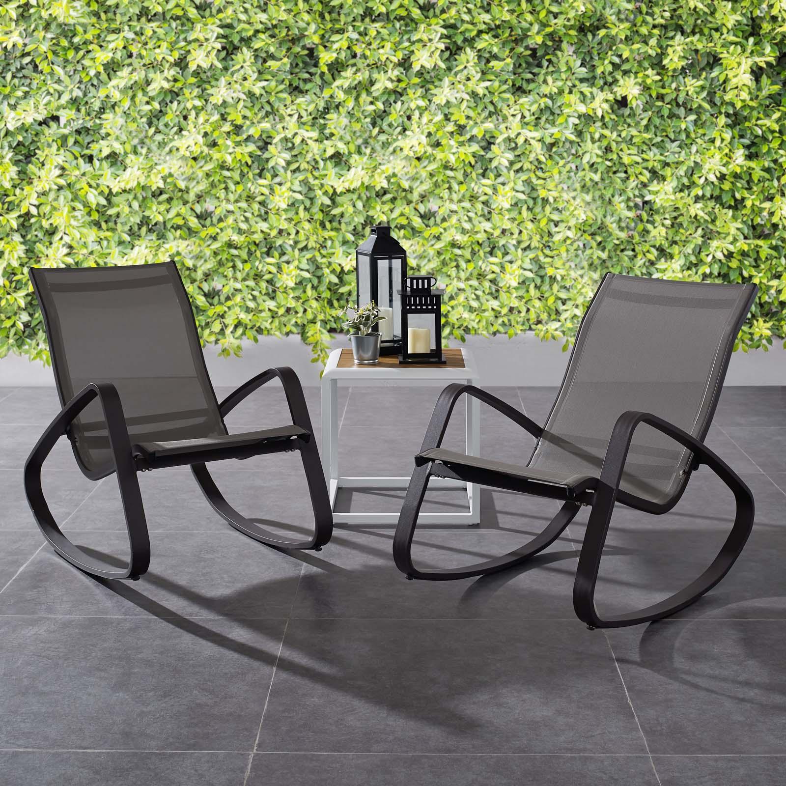 Modway Traveler Rocking Lounge Chair Outdoor Patio Mesh Sling Set of 2 FredCo