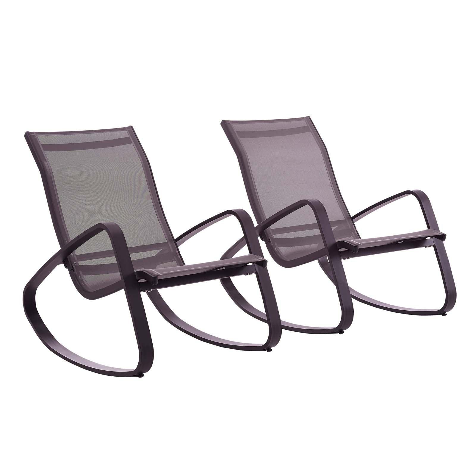 Modway Traveler Rocking Lounge Chair Outdoor Patio Mesh Sling Set of 2 FredCo