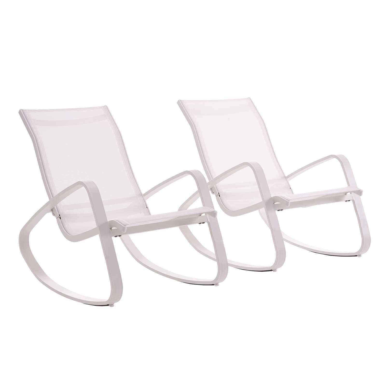 Modway Traveler Rocking Lounge Chair Outdoor Patio Mesh Sling Set of 2 FredCo