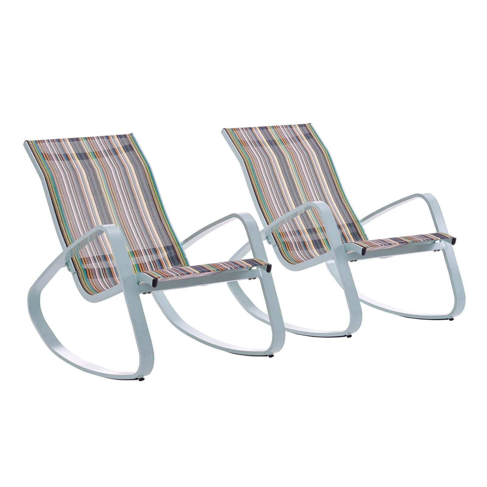 Modway Traveler Rocking Lounge Chair Outdoor Patio Mesh Sling Set of 2 FredCo