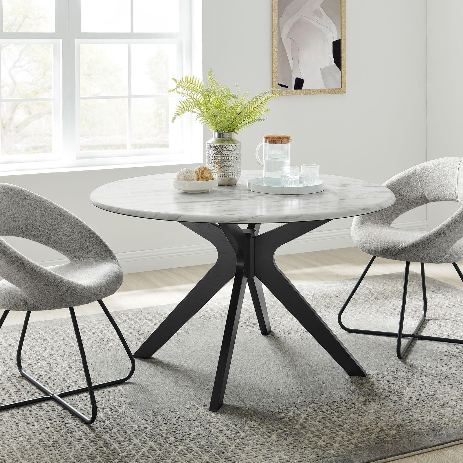 Modway Traverse 50" Round Performance Artificial Marble Dining Table FredCo