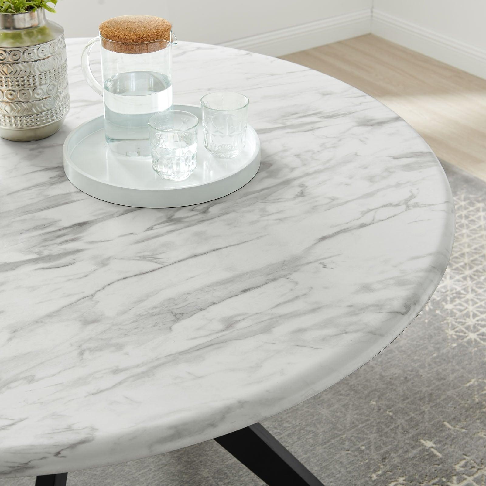 Modway Traverse 50" Round Performance Artificial Marble Dining Table FredCo