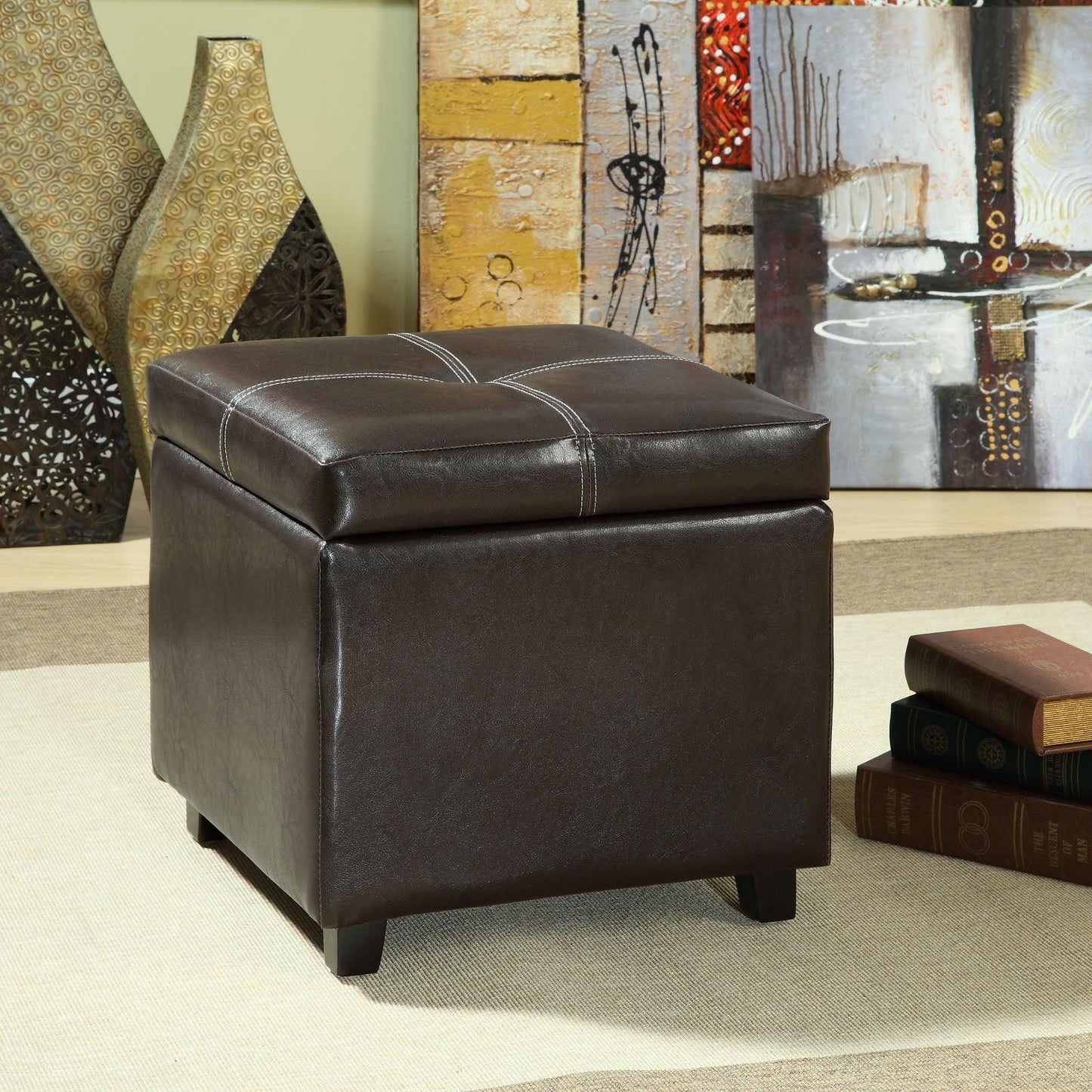 Modway Treasure Upholstered Vinyl Ottoman FredCo