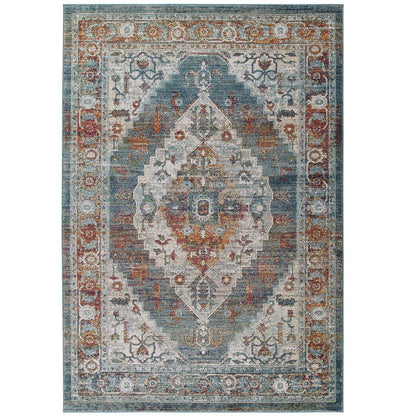 Modway Tribute Camellia Distressed Vintage Floral Persian Medallion Area Rug FredCo
