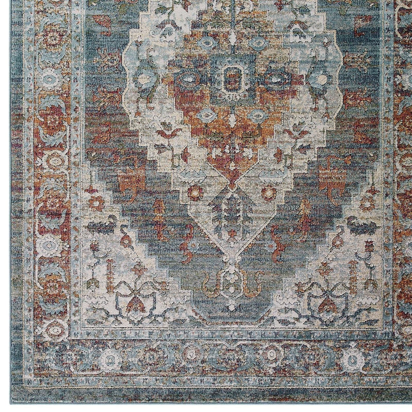 Modway Tribute Camellia Distressed Vintage Floral Persian Medallion Area Rug FredCo