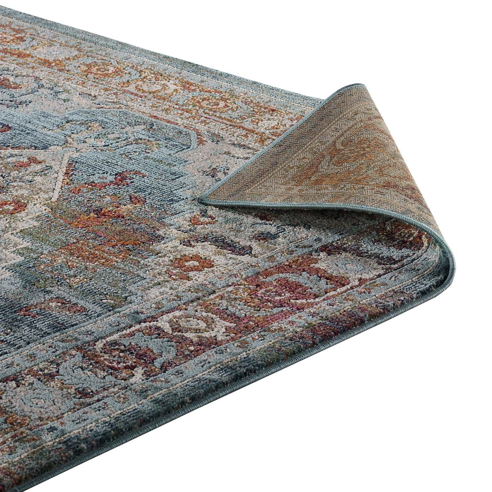 Modway Tribute Camellia Distressed Vintage Floral Persian Medallion Area Rug FredCo