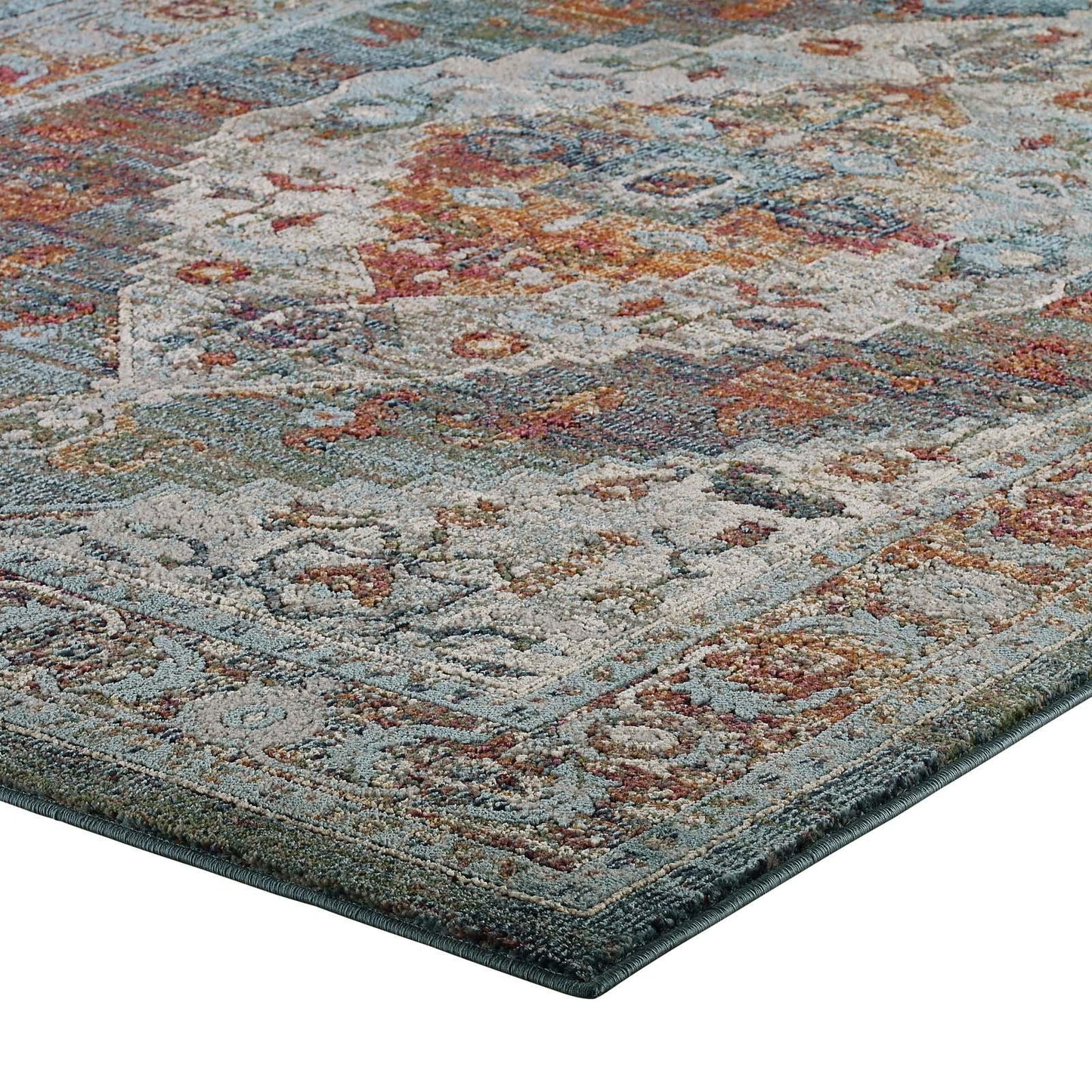 Modway Tribute Camellia Distressed Vintage Floral Persian Medallion Area Rug FredCo
