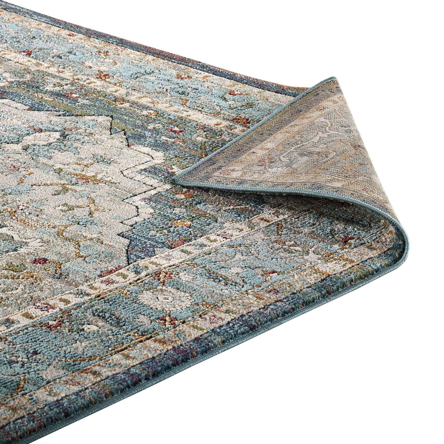 Modway Tribute Diantha Distressed Vintage Floral Persian Medallion Area Rug FredCo