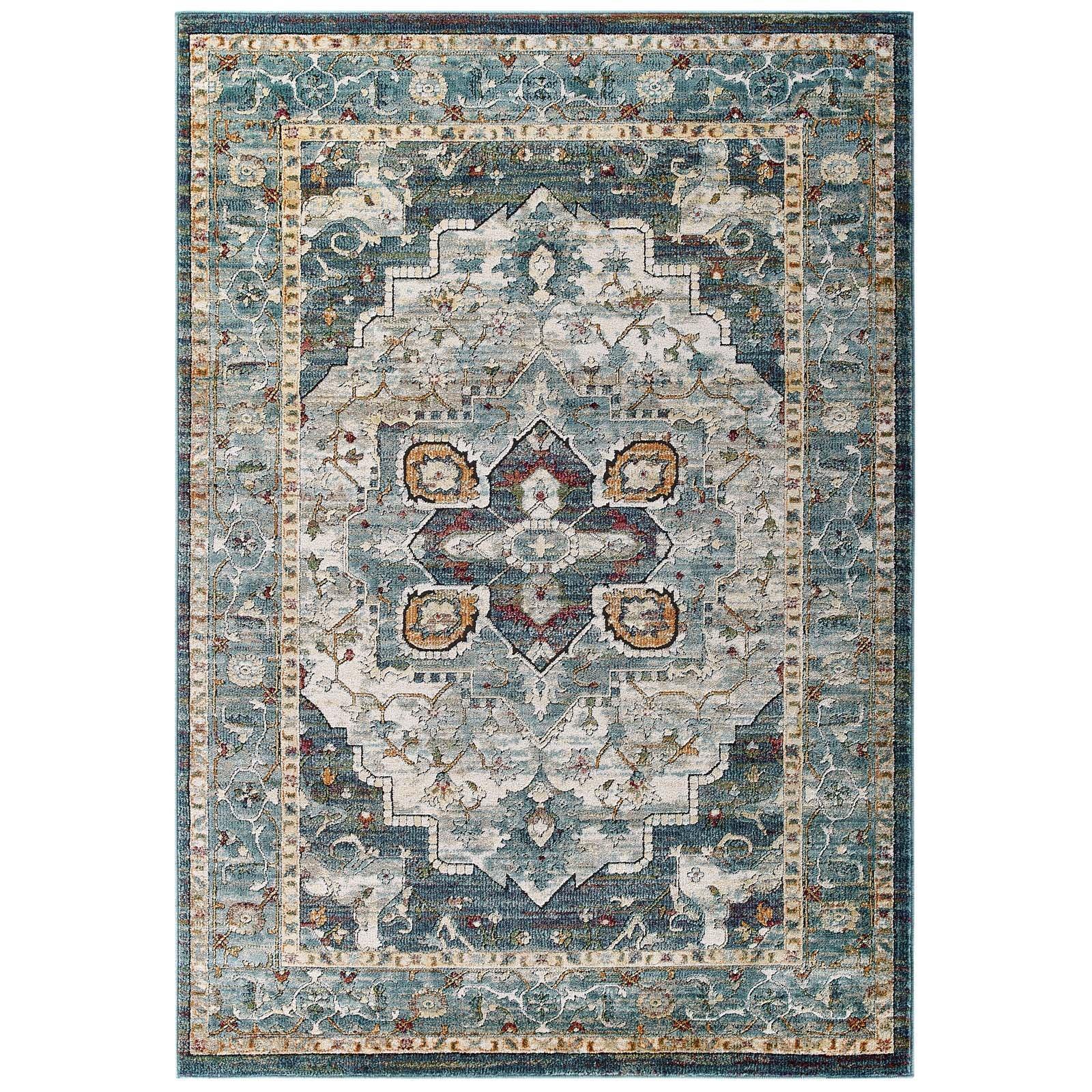Modway Tribute Diantha Distressed Vintage Floral Persian Medallion Area Rug FredCo