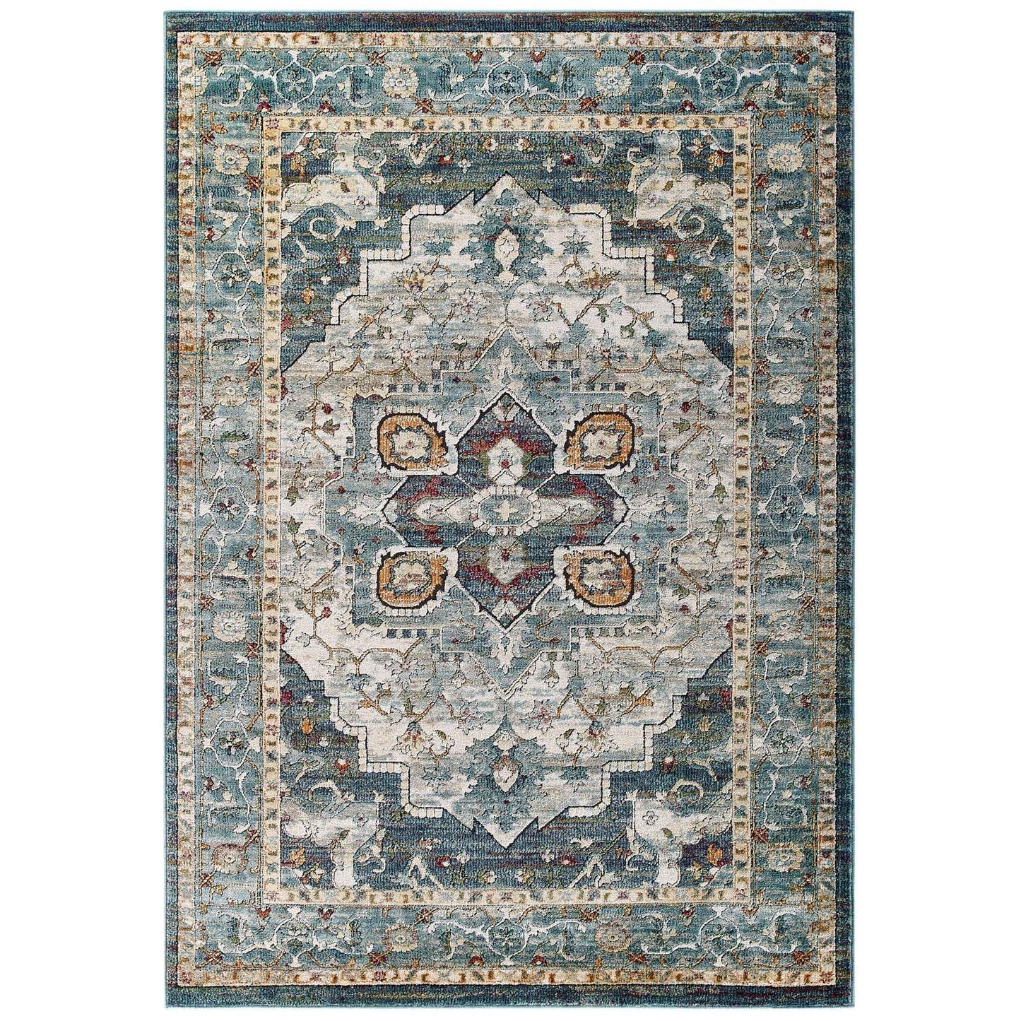 Modway Tribute Diantha Distressed Vintage Floral Persian Medallion Area Rug FredCo