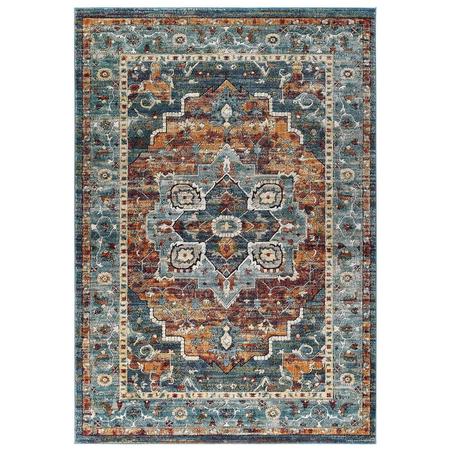 Modway Tribute Diantha Distressed Vintage Floral Persian Medallion Area Rug FredCo