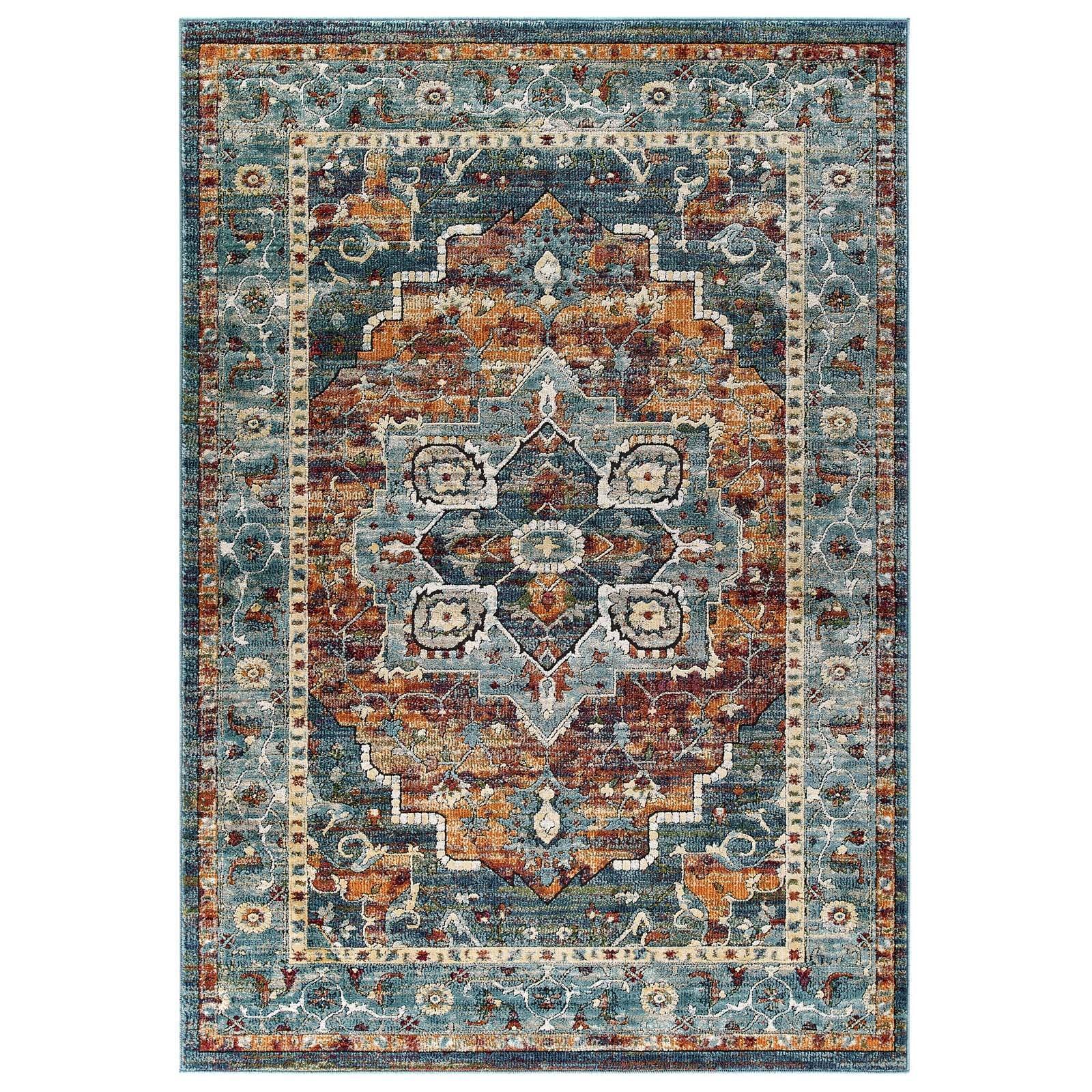 Modway Tribute Diantha Distressed Vintage Floral Persian Medallion Area Rug FredCo