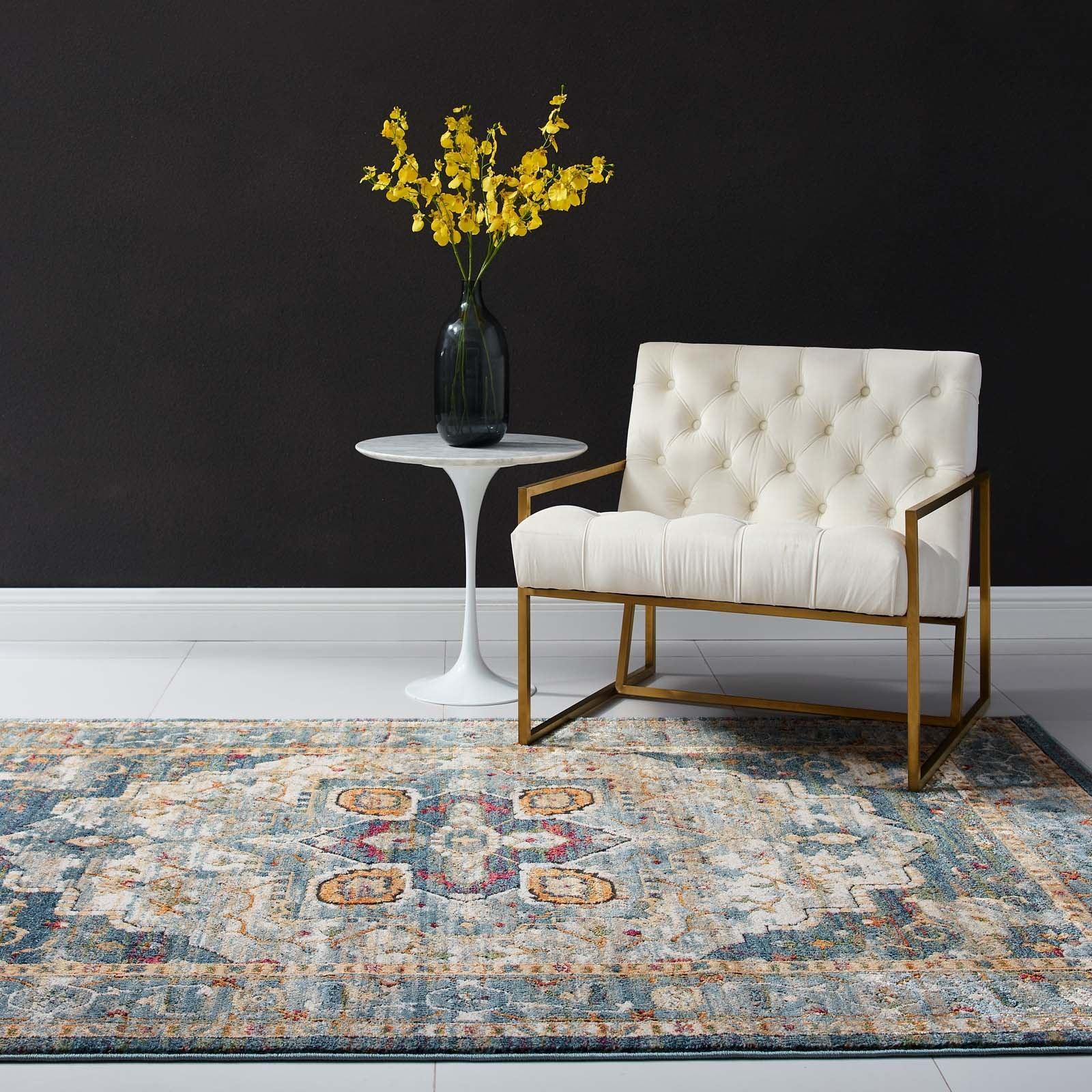 Modway Tribute Diantha Distressed Vintage Floral Persian Medallion Area Rug FredCo