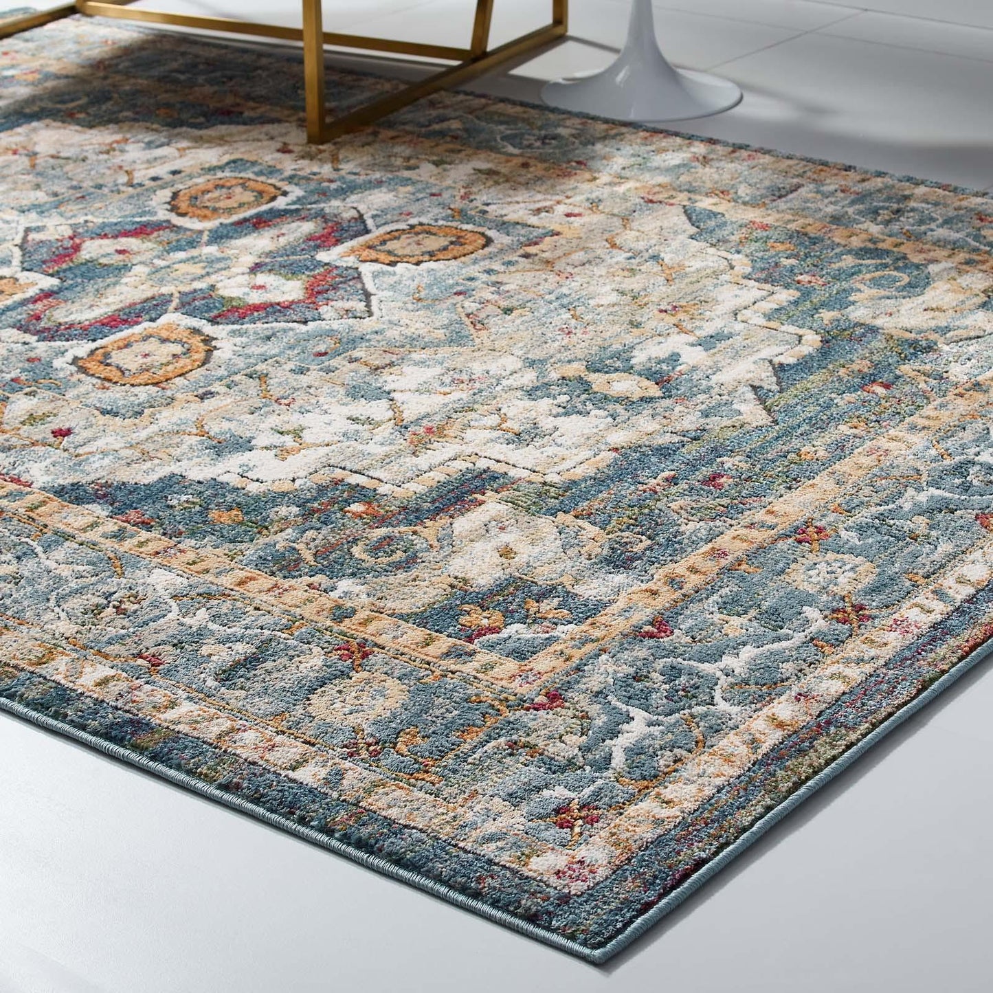 Modway Tribute Diantha Distressed Vintage Floral Persian Medallion Area Rug FredCo