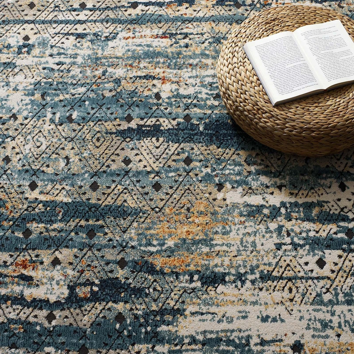 Modway Tribute Eisley Rustic Distressed Transitional Diamond Lattice Area Rug FredCo
