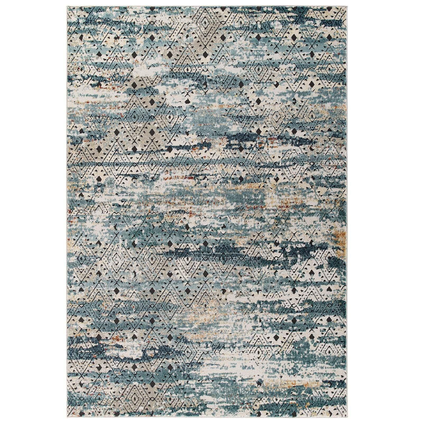 Modway Tribute Eisley Rustic Distressed Transitional Diamond Lattice Area Rug FredCo