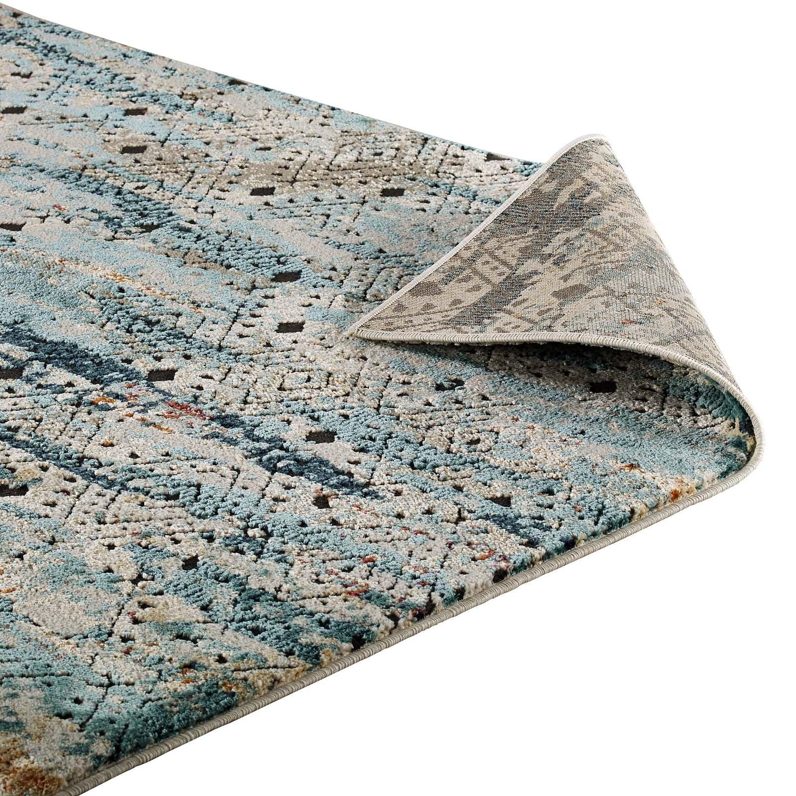 Modway Tribute Eisley Rustic Distressed Transitional Diamond Lattice Area Rug FredCo
