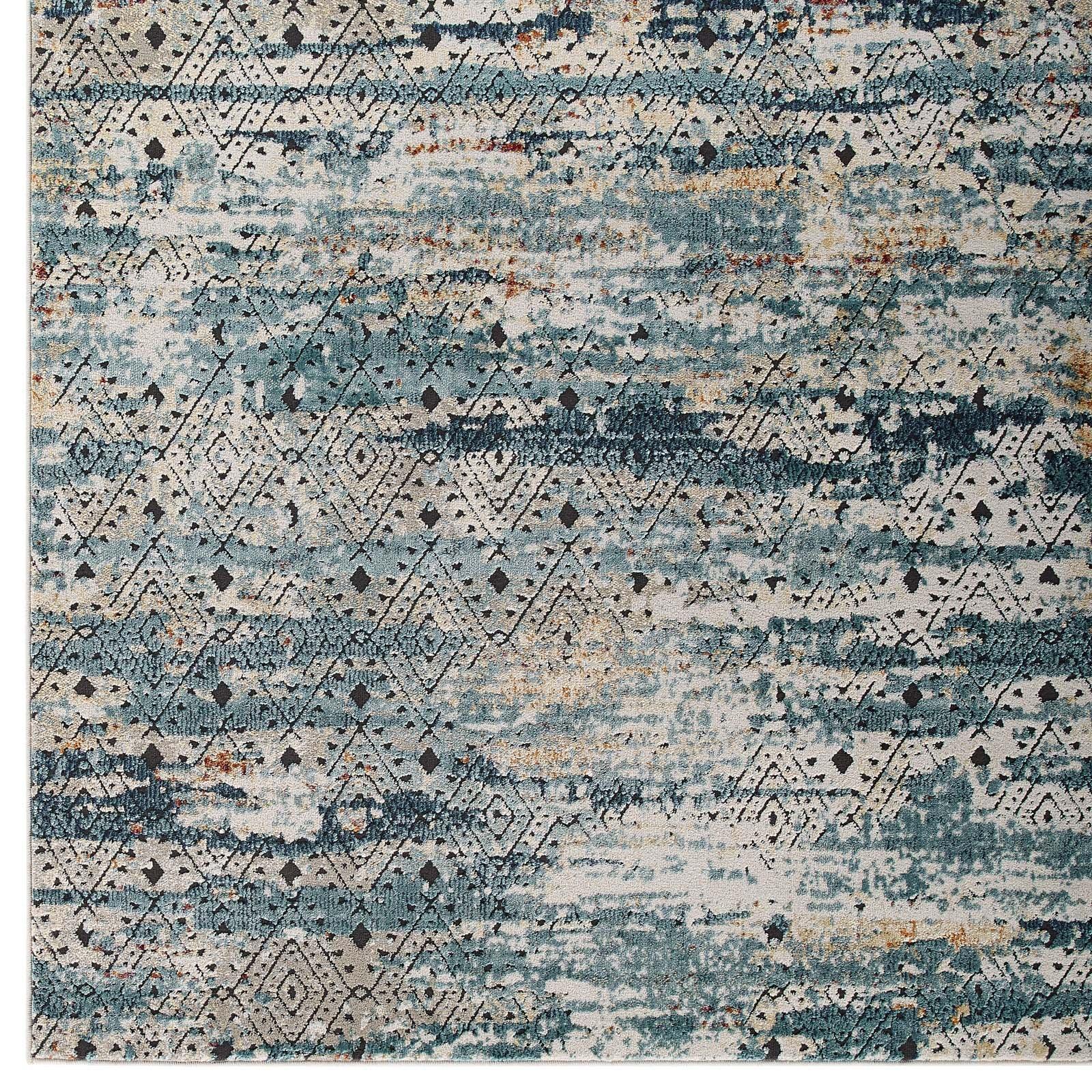 Modway Tribute Eisley Rustic Distressed Transitional Diamond Lattice Area Rug FredCo
