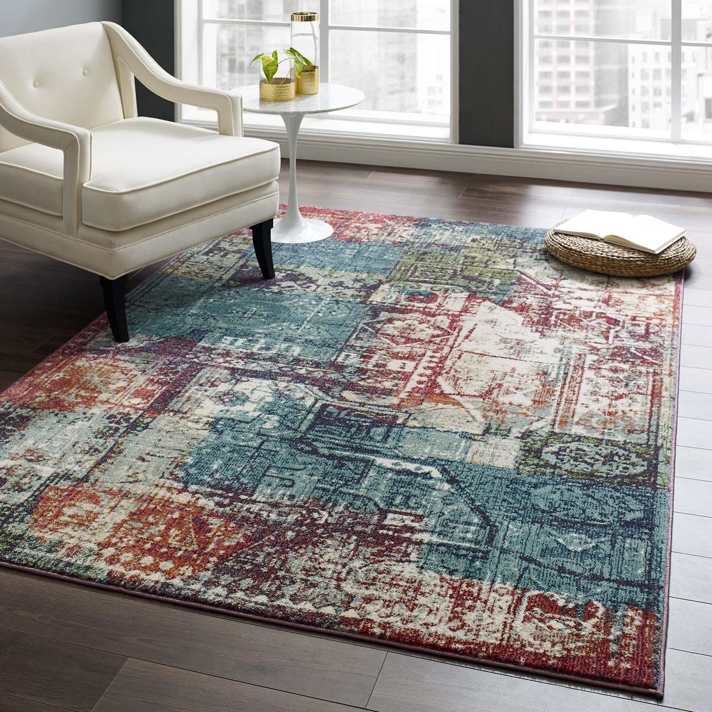 Modway Tribute Elowen Contemporary Modern Vintage Mosaic Area Rug FredCo