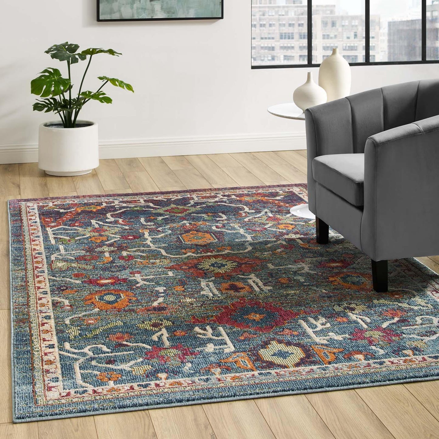 Modway Tribute Every Distressed Vintage Floral Area Rug FredCo