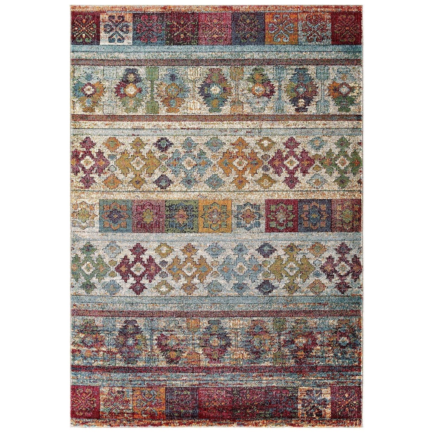 Modway Tribute Nala Distressed Vintage Floral Lattice Area Rug FredCo